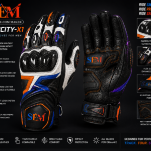 SEM Velocity-X1 Professional Riding Gloves – AI-Designed Premium Motorcycle Protection