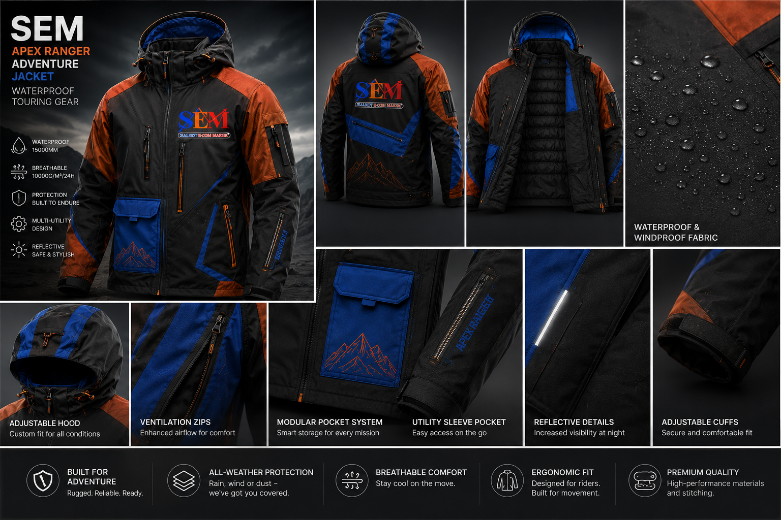 Sem Apex Ranger Adventure Motorcycle Jacket – waterproof touring gear Sem Apex Ranger Adventure Motorcycle Jacket – waterproof touring gear